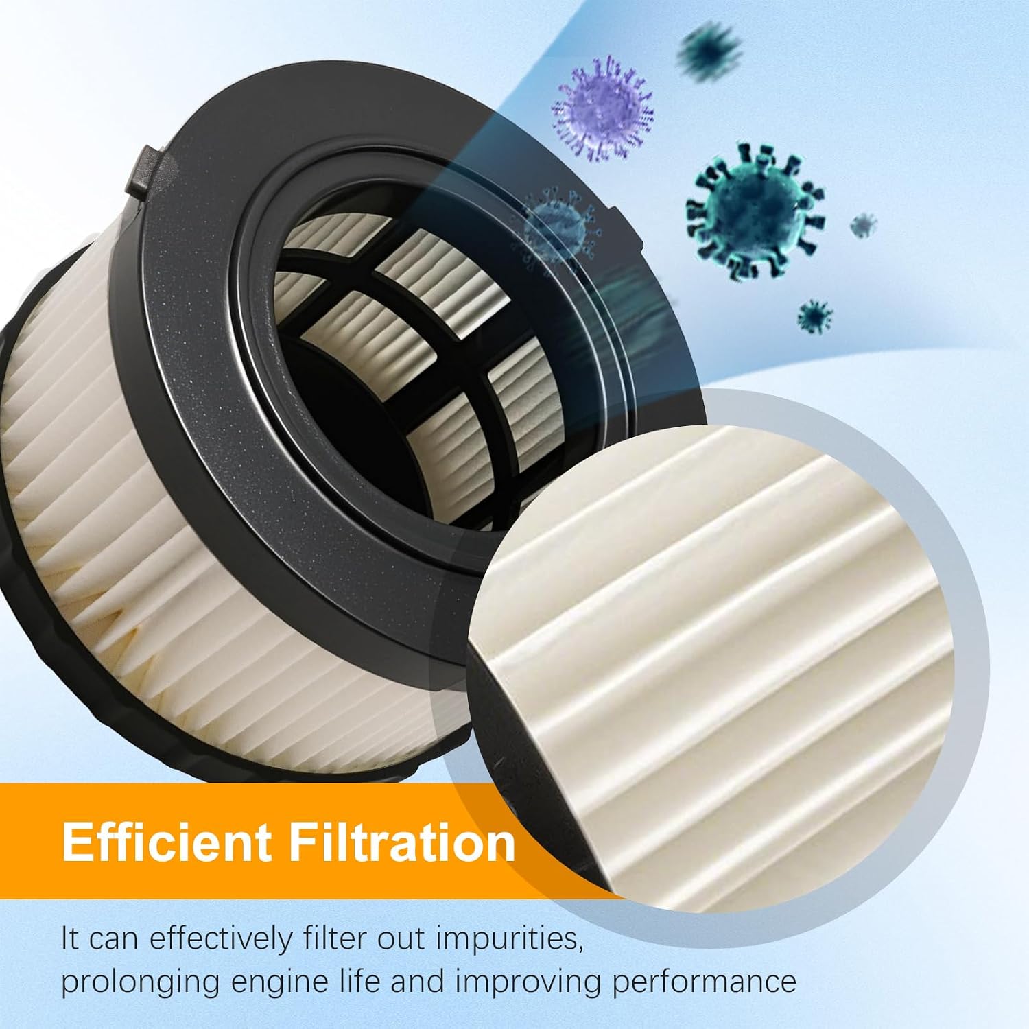 MDEOOSKY 2 Pack HEPA Filter with Cleaning Brushes, Replacement for Wet Dry Vacuum DC5151H DC515 DCV517 DCV517B