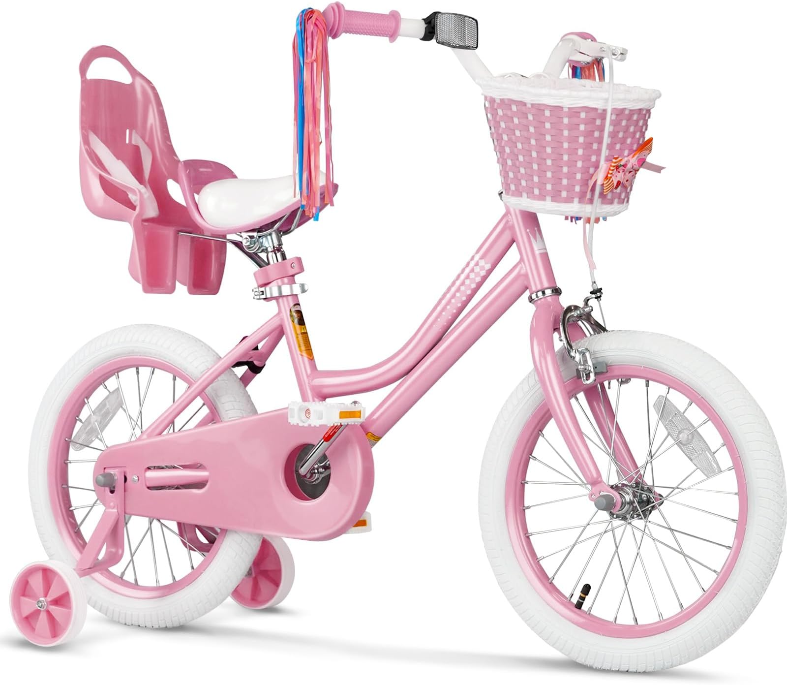 Glaf 12 14 16 20 Inch Girls Bike with Training Wheels for Kids Age 2-12 Years Old Toddler Girls Bike with Basket and Doll Seat Kids Bicycle Adjustable Seat