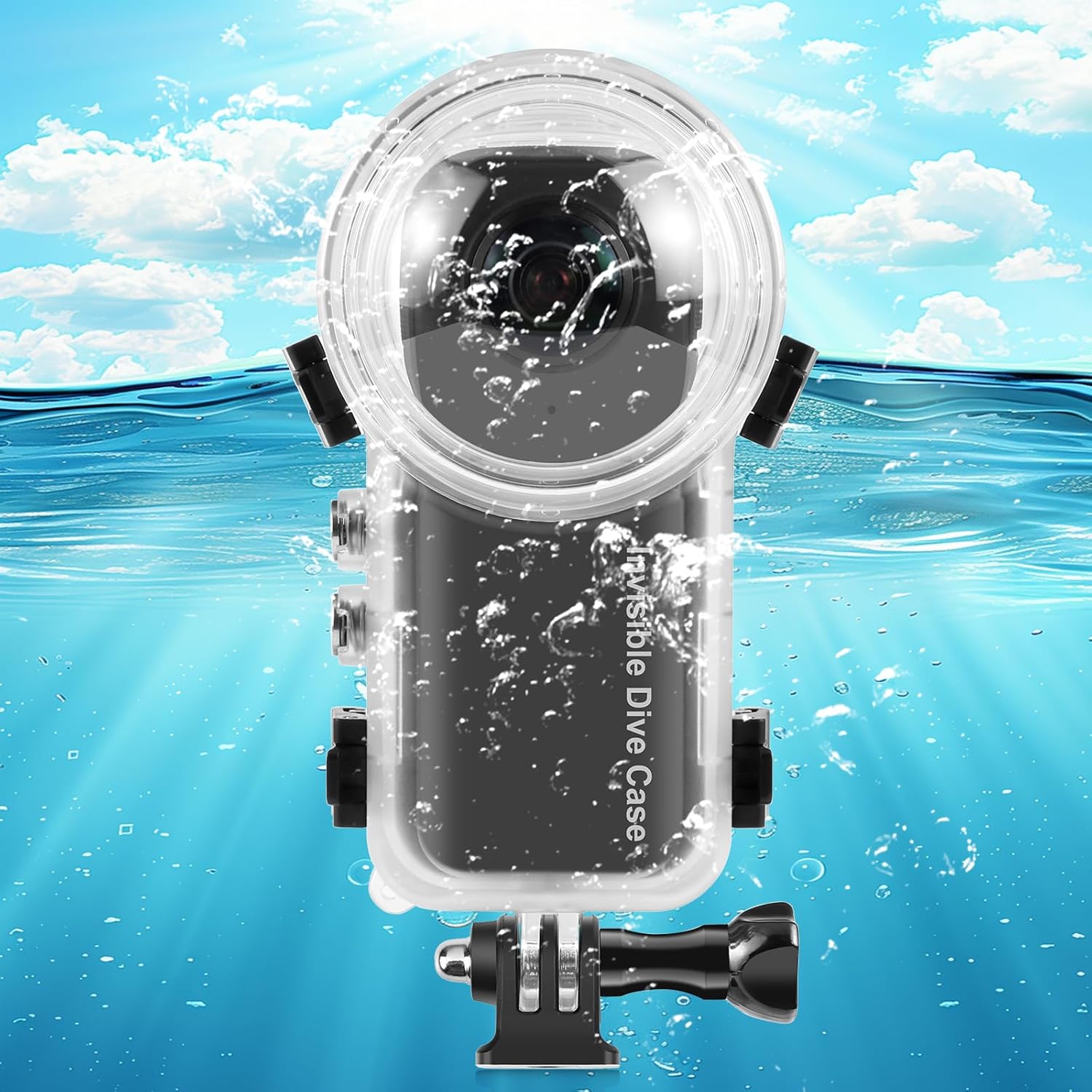 PULUZ 164ft / 50m Waterproof Diving Case for Insta360 X4 Invisible Dive Case Underwater Sealed Case 5H Hardness 95% Transmittance 360-degree Invisibility Protective Shell with Bracket Accessories