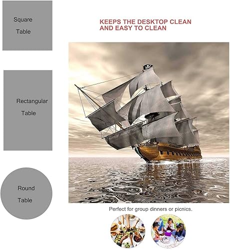 Vista 47 de Mantel Redondo para mesa de 4 sillas, diseño retro 60S 70S y 70S, decoración para comedor, 30 x 30 pulgadas