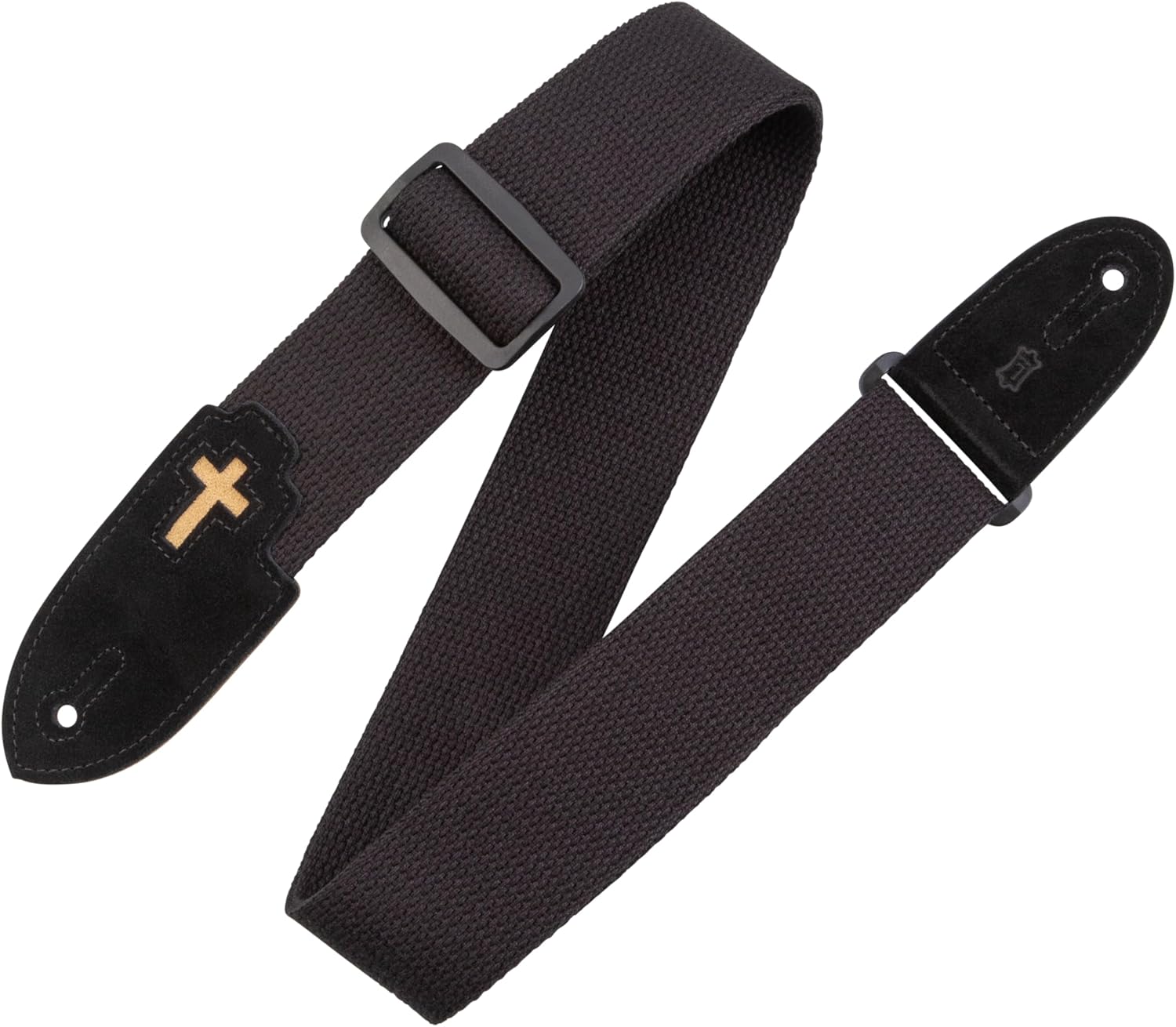 Levy's Leathers 2" Cotton Guitar Strap with Small Cross Detail – Adjustable, Comfortable, and Durable in Black (MC8C-BLK)