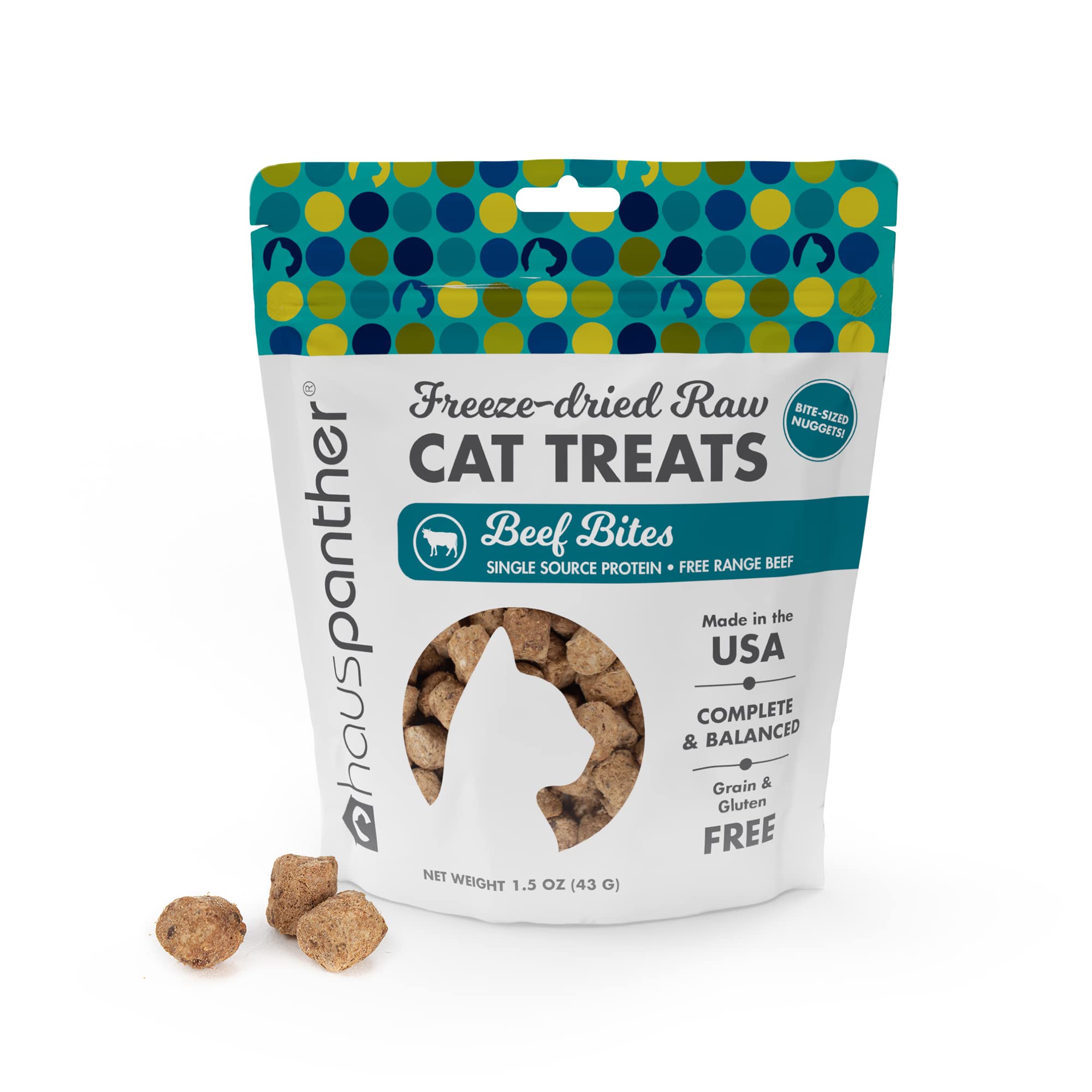Primetime Petz Hauspanther Freeze-Dried Raw Cat Treats Bites, 1.5 oz (Beef)