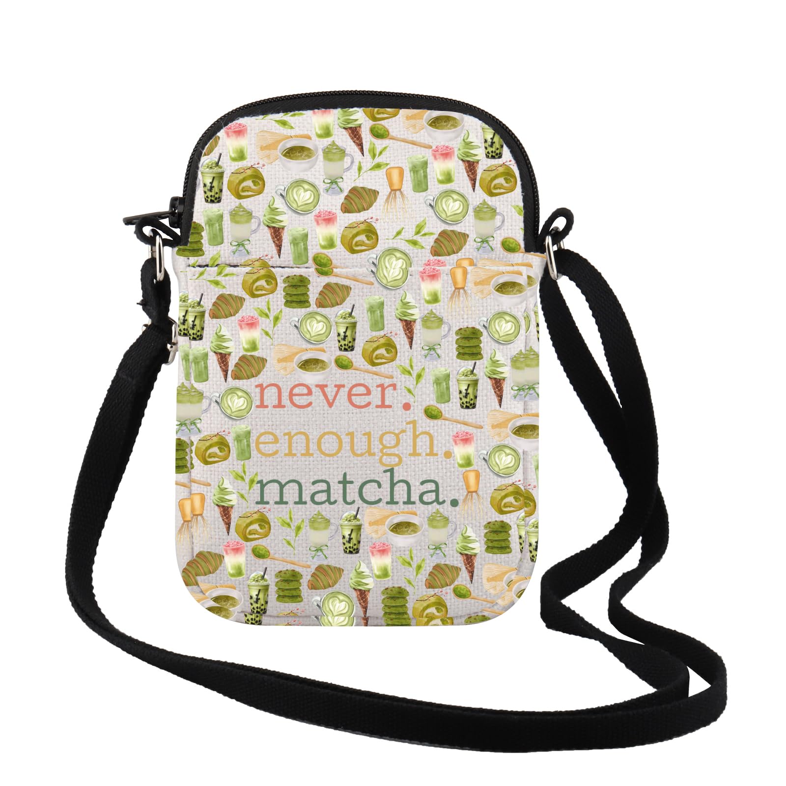 TSOTMO Matcha Lover Gift Never Enough Matcha Crossbody Bag Tea Addict Foodie Gift Ideas Matcha Latte