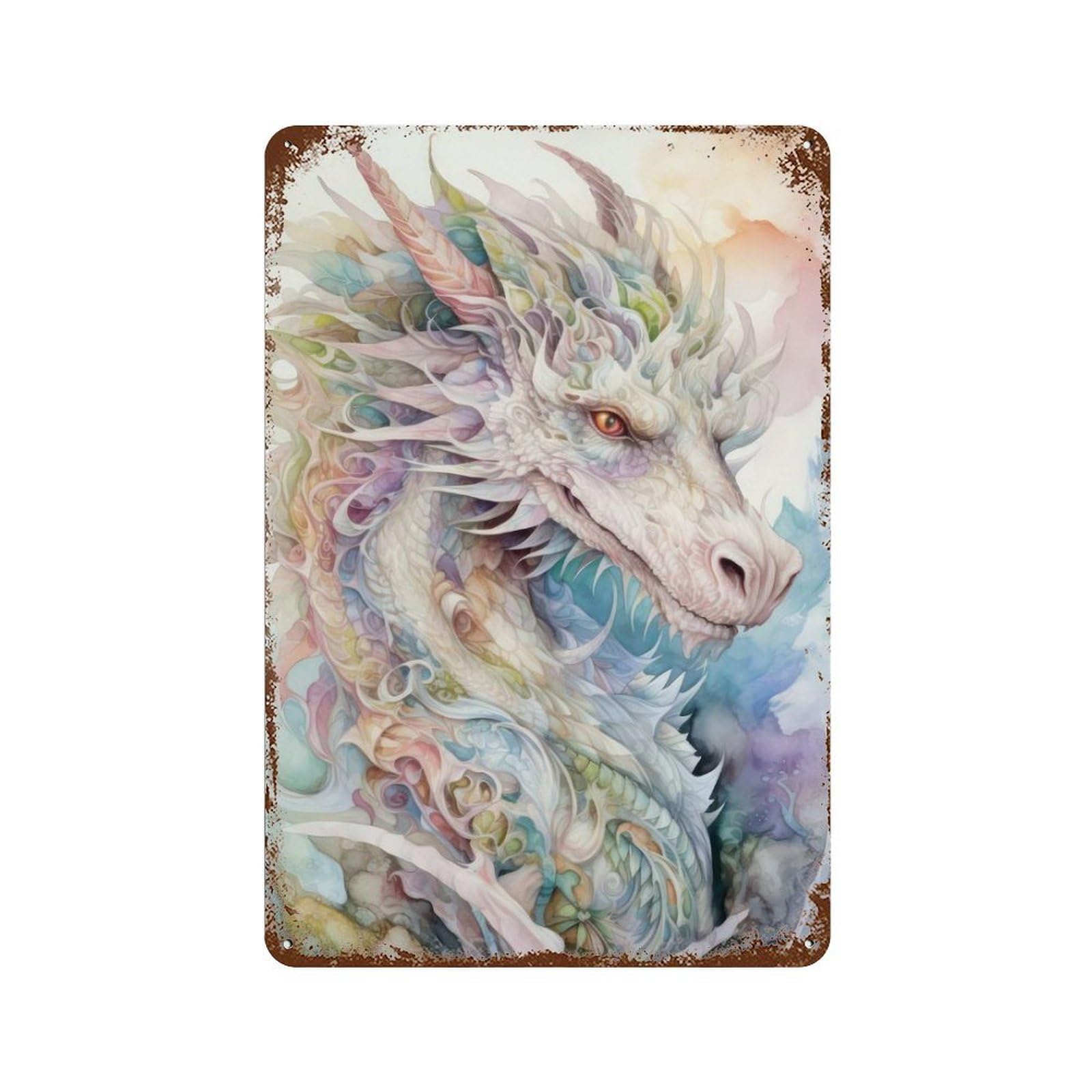 The Wisdom of The Dragons Rusty Metal Tin Sign 11.8"x7.9", Vintage Wall Decor for Garage, Pub Or Kitchen