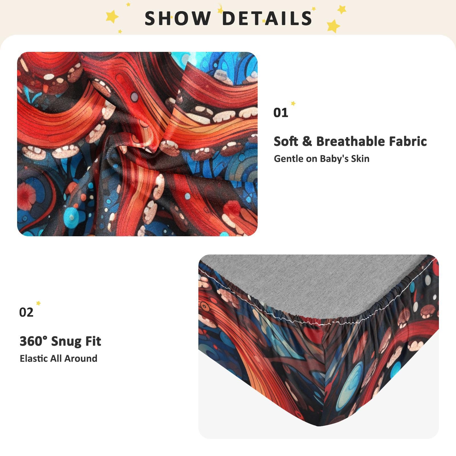 Pulpo Rojo Azul Oscuro Mar Sábana de Cuna para Niños Pequeños,Sábanas de Algodón Suave para Bebés Aptas para Colchón Corralito