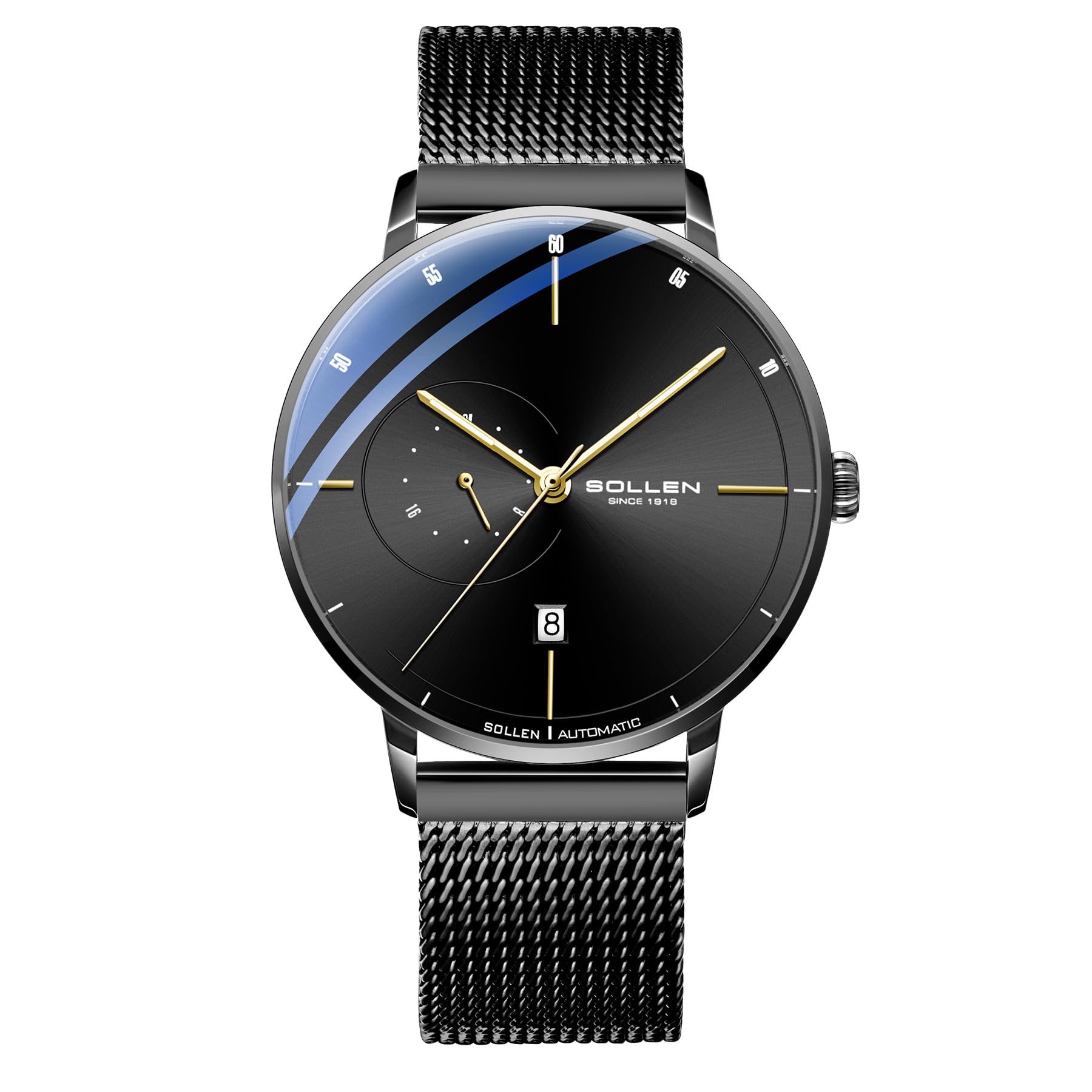 SOLLEN Automatic Watch for Men, Minimalist and Slim Automatic Watches for Men, Waterproof Mens Wrist Watch with Stainless Steel Mesh Strap - 42mm, Black Case, Minimalist (B0C7T3XYQR) Amazon Price History, Amazon Price Tracker