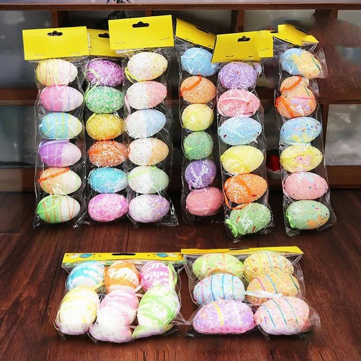 24–72 Stück Ostereier, zufällig hängende Bunte Schaumstoffeier, Bastelornamente für Zuhause, Party, Baum, Osterdekoration, Kindergeschenke, Spielzeug, 48 Stück, zufällige Farbe