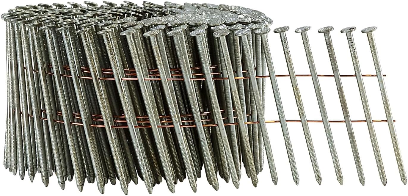 Freeman 15° 2-1/2" Wire Collated Galvanized Ring Shank Coil Siding Nails – 3,600 Count – Heavy-Duty Nails for Siding, Wall Sheathing & Roofing – SNRSG92-25WC
