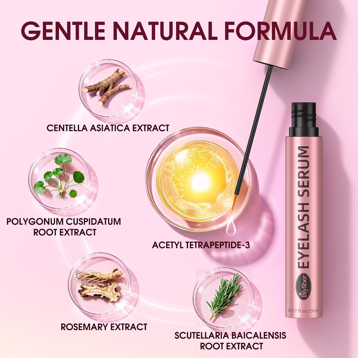 Lash Serum for Eyelash Growth: Premium Eyelash Growth Serum with Advanced Formula to Boost Longer Fuller and Thicker Lashes and Eyebrows - Gentle & Vegan for Sensitive Eyes (5 mL) - Image 4