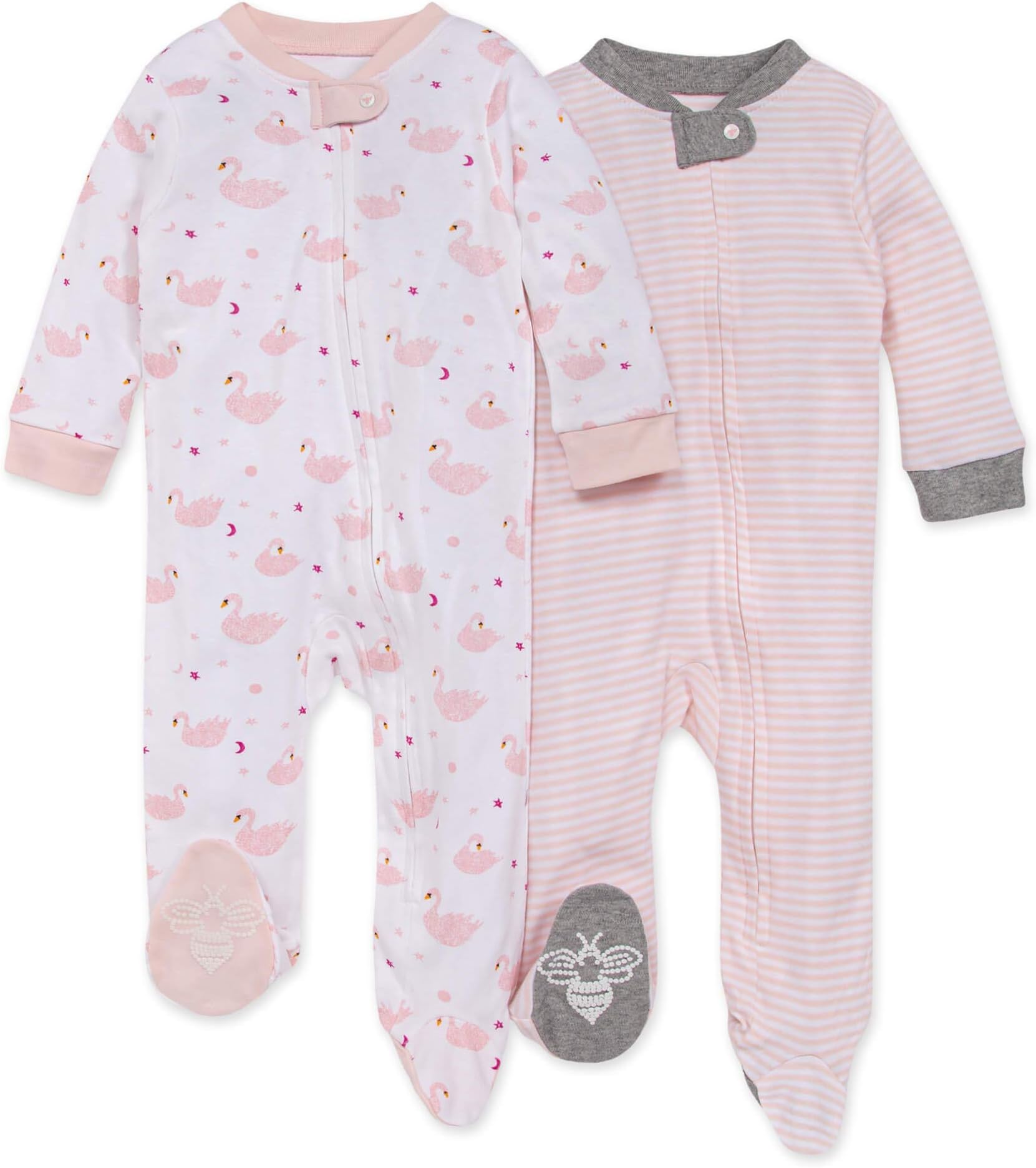 Burt's Bees Baby Boys Sleep and Play PJs, 100% Organic Cotton One-Piece Zip Front Romper Jumpsuit Pajamas