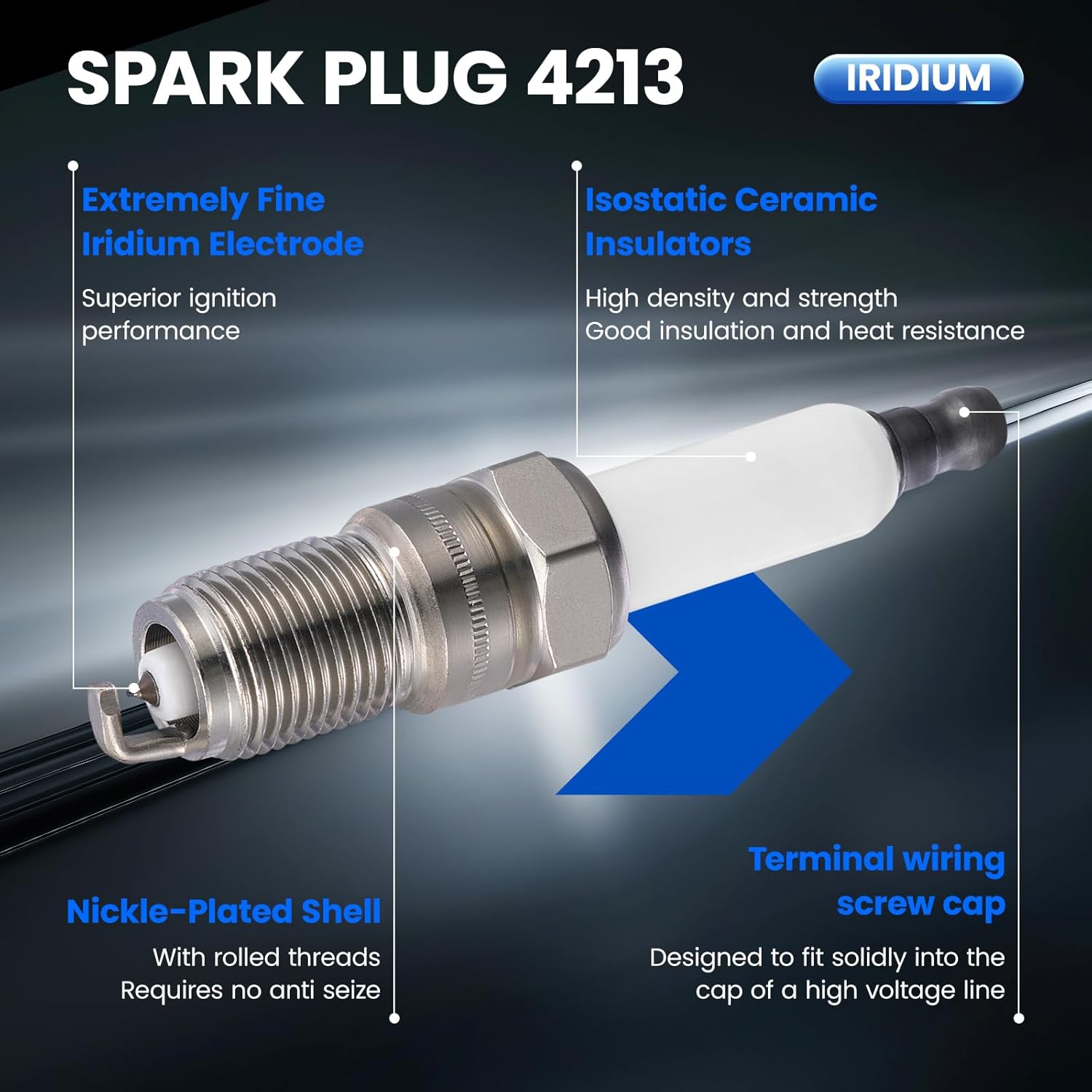 4213 Iridium Spark Plugs 6 Pack - Compatible with Chevy Malibu 2006-2010, Impala 2006-2011, Monte Carlo, Uplander & Buick Lucerne, Terraza & Pontiac G6, Montana & Saturn Aura, Vue-3.5L 3.9L