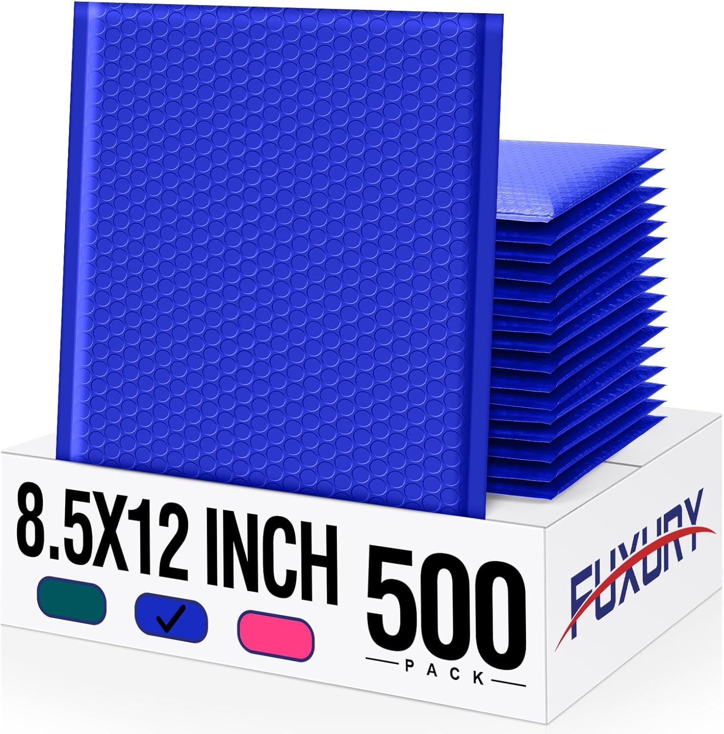 Fuxury 500 Pack Royal Blue Bubble Mailers 8.5x12" Medium Opaque Bubble Envelopes Strong Adhesion Padded Mailer Thick Padded Envelopes for Small Business Mailing Books Clothes Makeup Supplies