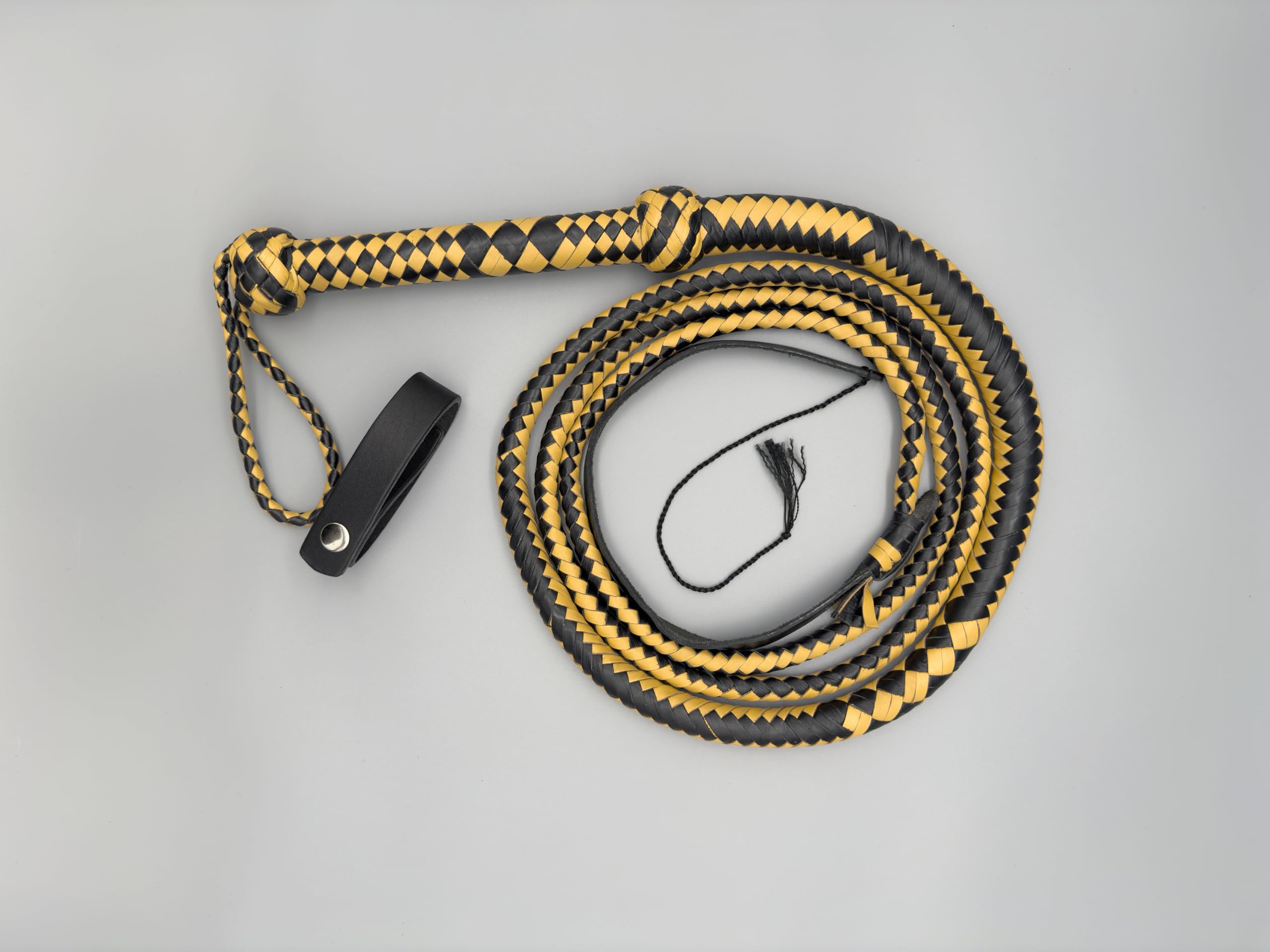 Generisch Bullwhip Fouet en cuir Beige/noir 8FT