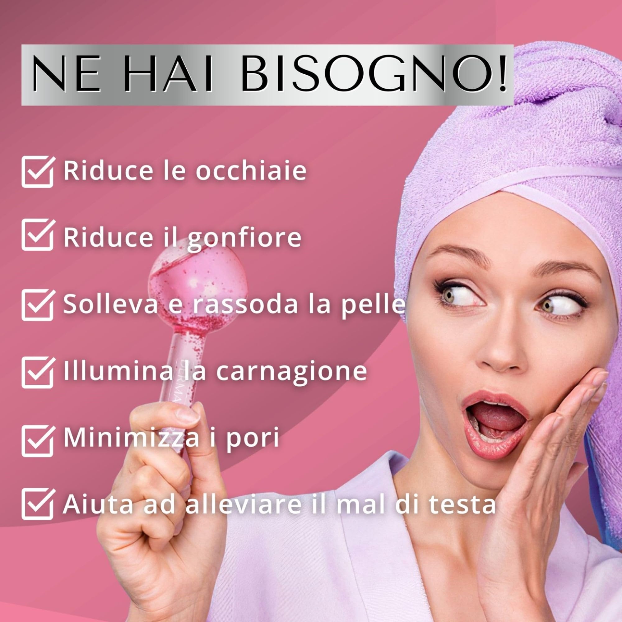 DERMAWORKS ICE GLOBES VISO 2 PEZZI – Cryo Roller Sfere di Ghiaccio per Viso e Occhi – Massaggiatore Rinfrescante per Ridurre Gonfiore, Borse e Occhiaie