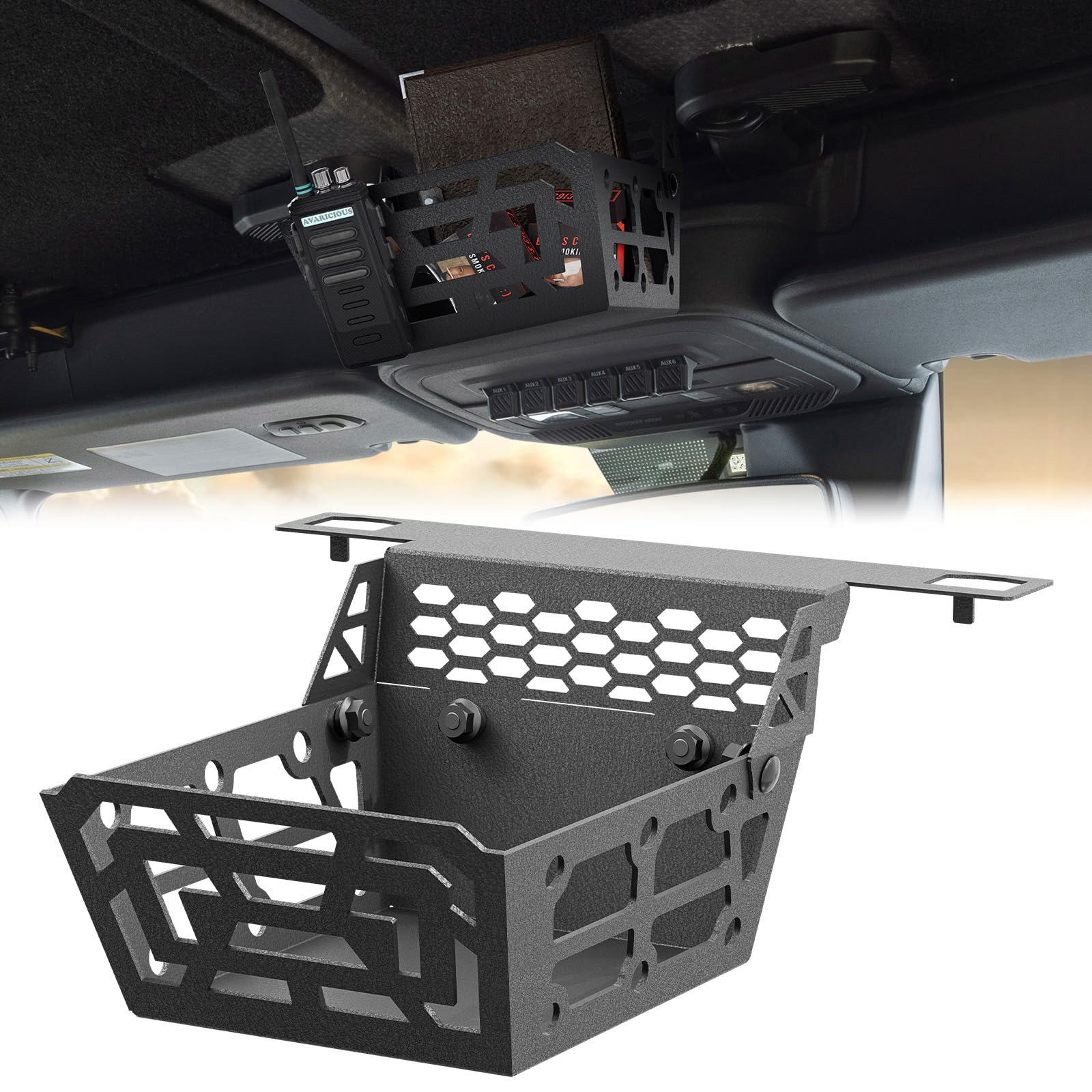 Photo 1 of Overhead Storage Compatible with Ford Bronco 2021 2022 2023 2024 2025 2026, Console Organizer Hard Top Basket Interior Steel Storage Panel Tray (Exclude Soft Top)