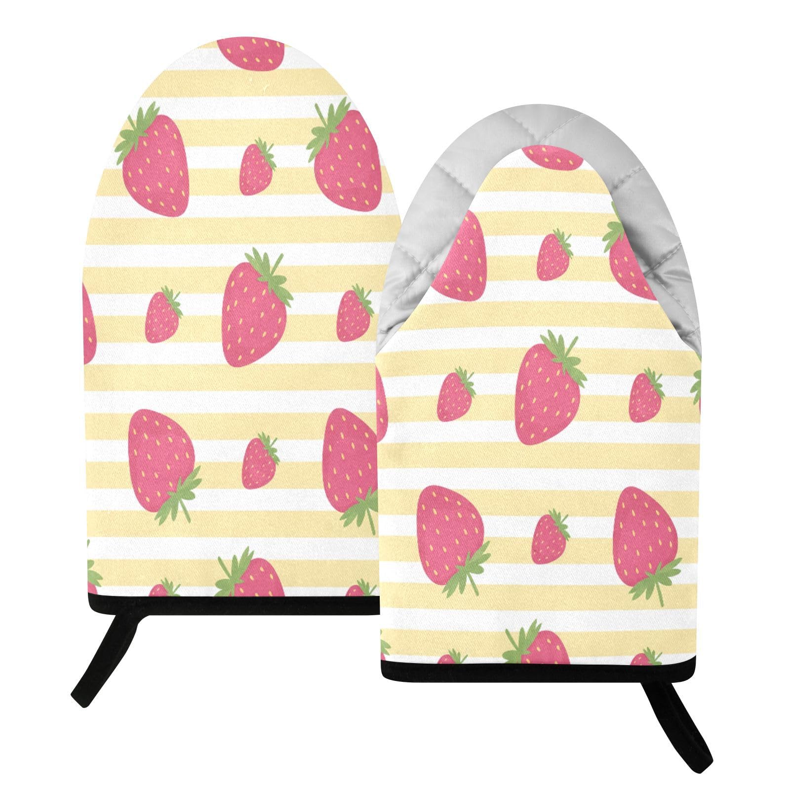 BURSTDDY Strawberries Oven Mitt,Heat Resistant Kitchen Mitts for Cooking