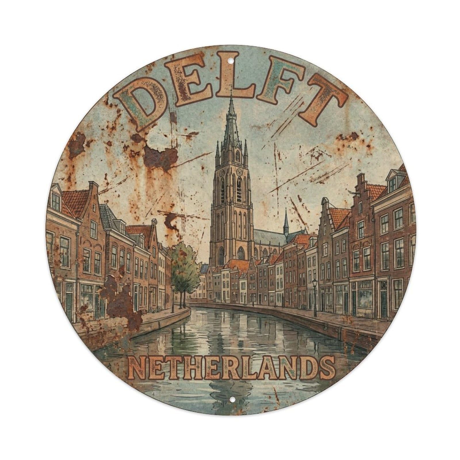 Galvaxio Style Vintage Travel Netherlands Delft Metal Tin Sign