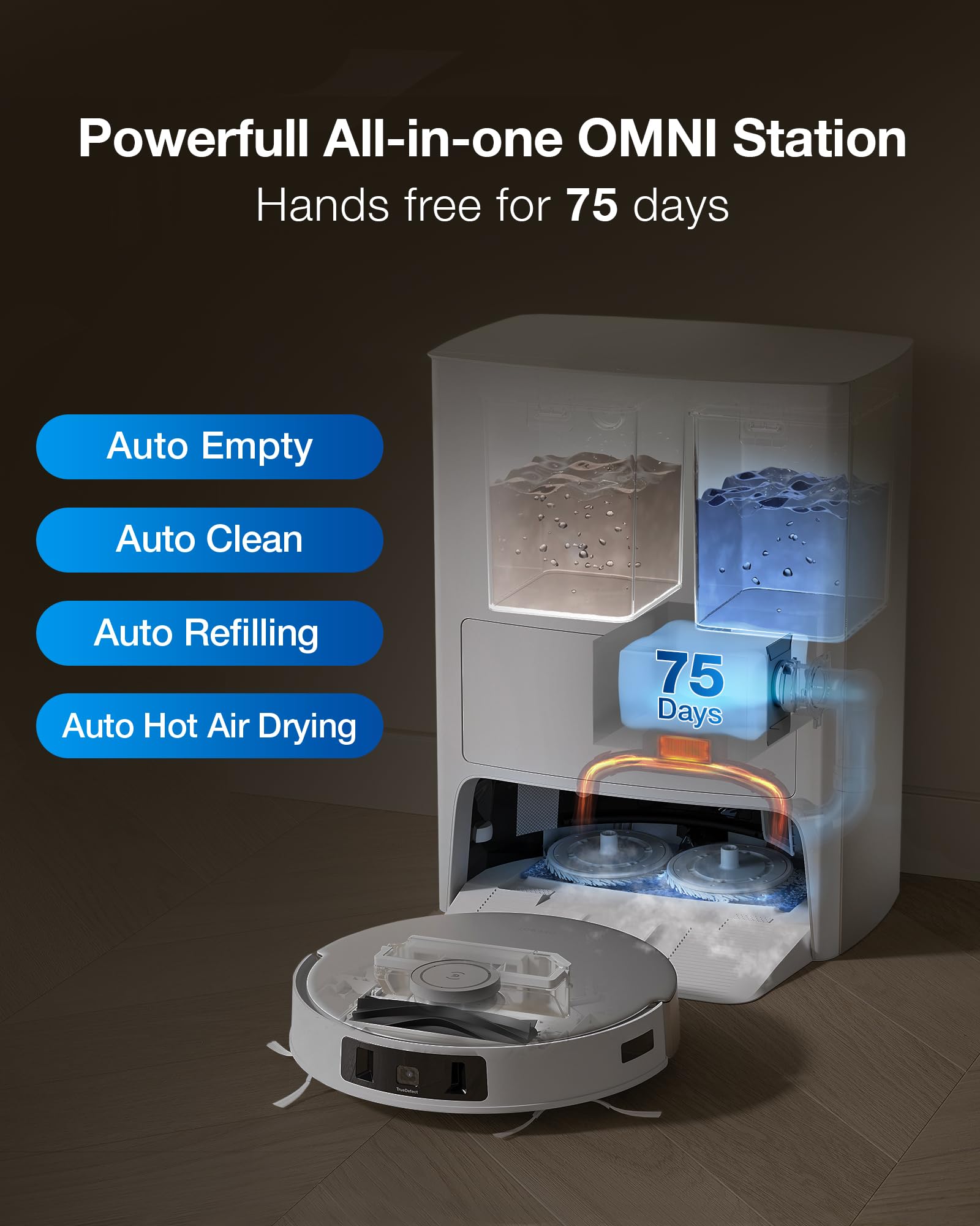 ECOVACS Aspirador de pó robô OMNI T20 (limpeza automática +