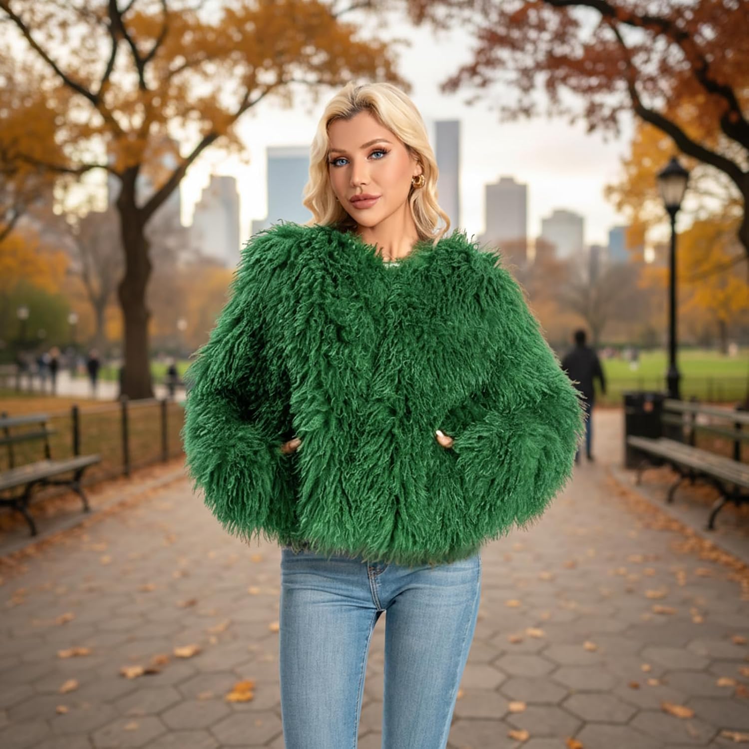 Fur Coats For Women, 2025 Plus Size Mongolian Faux Fuzzy Jacket Fluffy Long Sleeve Winter Coat with Pockets. - Image 2