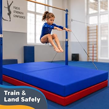 SaferBounce Landing Gymnastics Mat 6Ft x 4Ft x 6 | Crash Pad for Kids | Soft Gymnastics Pad for Tumbling, Cheerleading & Training | Toddler Crash Mat | Sensory Crashpad | Climbing & Bouldering