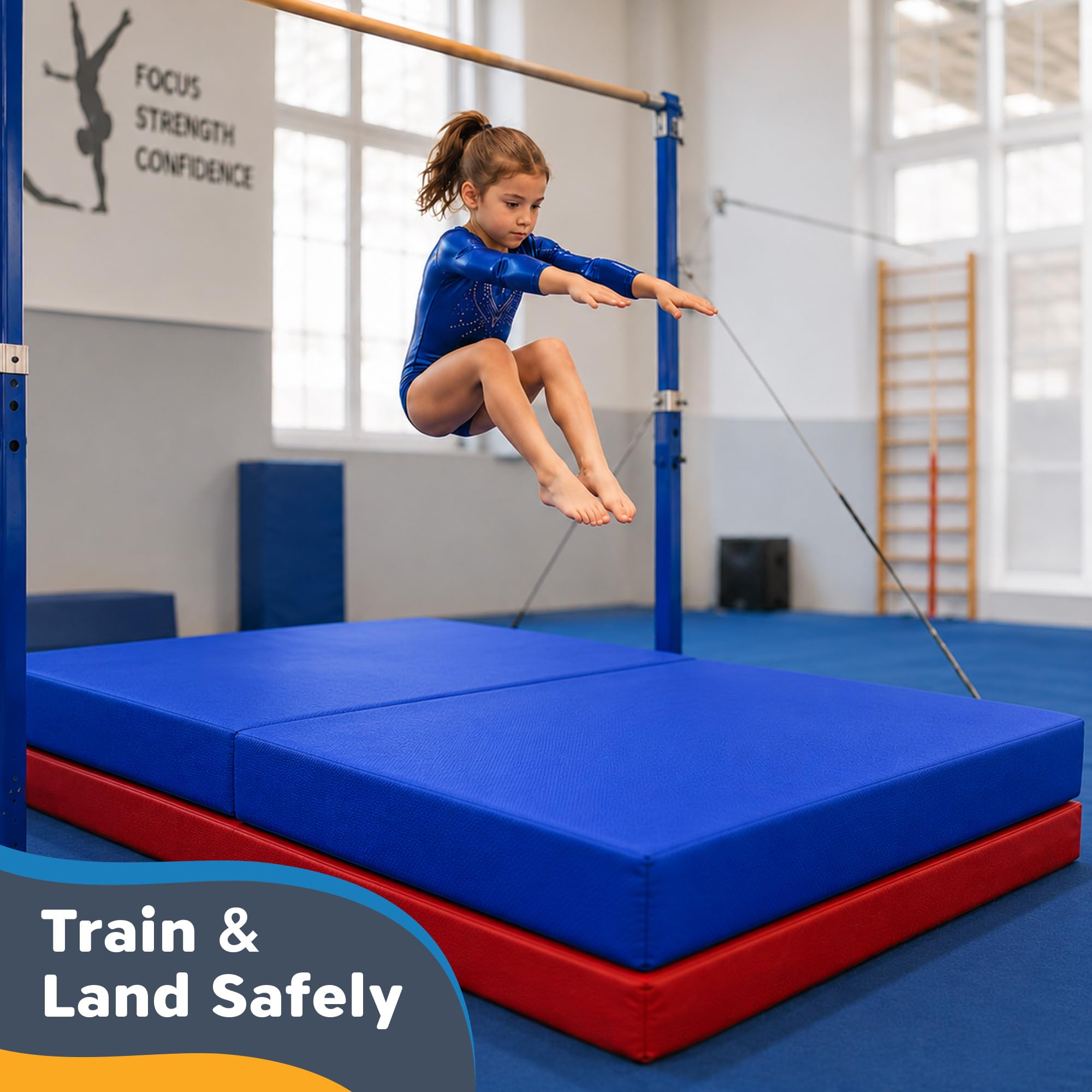 Colchoneta de Aterrizaje Gimnasia | Grande 183 x 122 x 15 cm | Crash Pad Niños | Colchoneta Gimnasia Blanda para Tumbling, Cheerleading y Entrenamiento | Crashpad Sensorial | Atletismo, Escalada