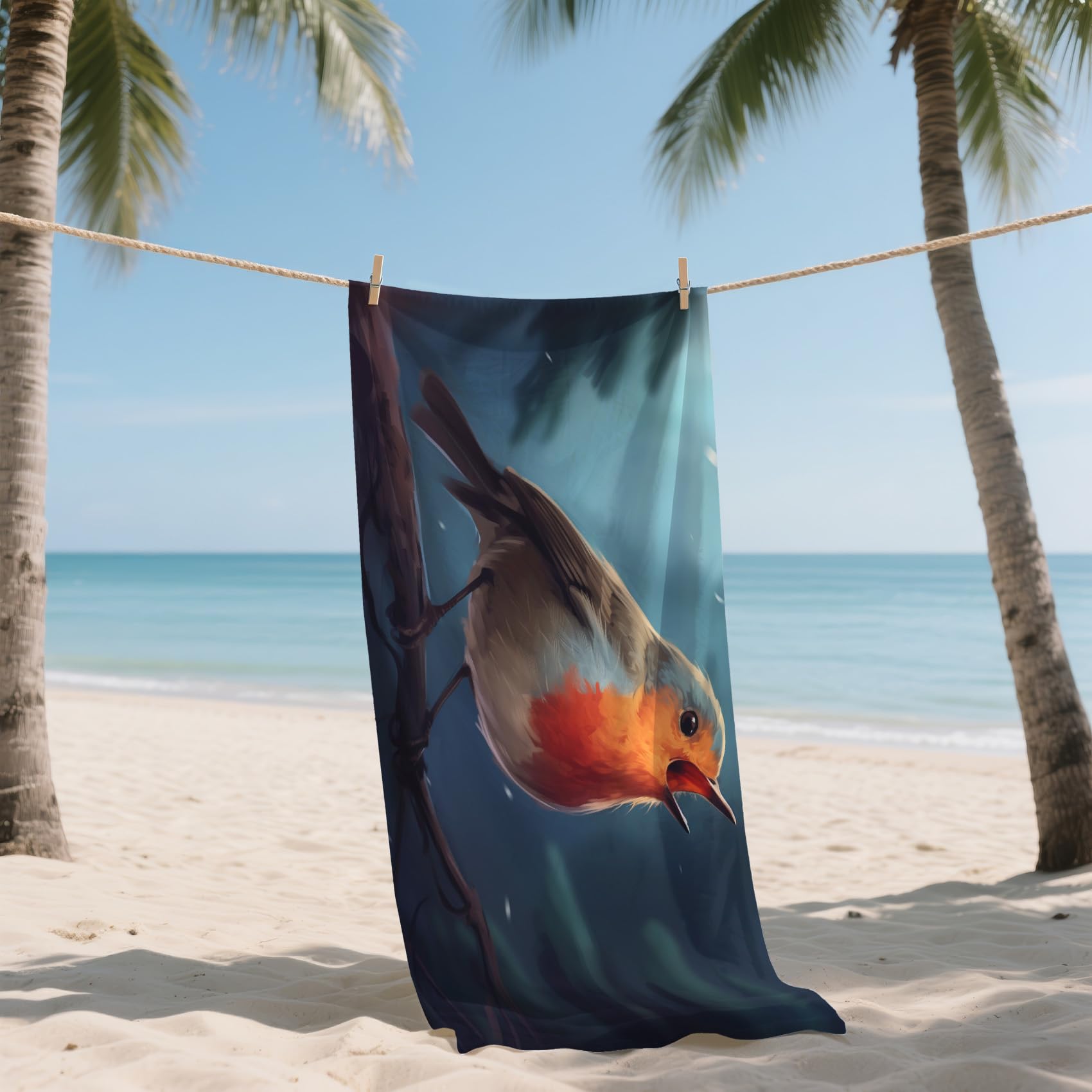 Serviette de Plage XXL Microfibre Oiseaux Motif Animaux, Drap de Plage Séchage Rapide Anti Sable & Légère, Serviette de Bain Grande Taille 100x200 cm, Accessoire & Cadeau été