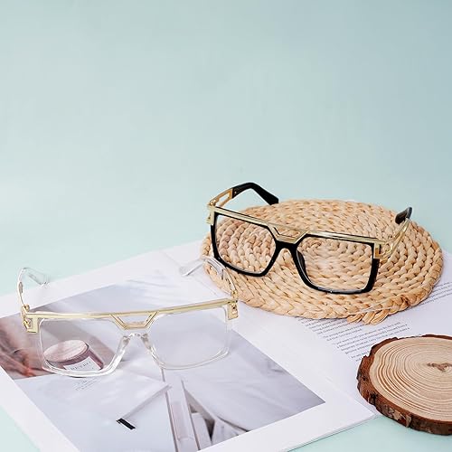 Miniatura 4 de 2 pares de lentes de sol de los años 80 y 90 para mujeres y hombres, gafas de hip hop, accesorios de disfraz de rapero retro para DJ