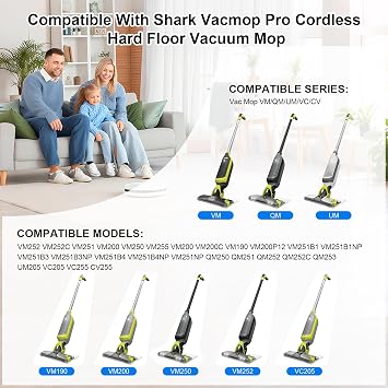 Reusable for Shark Vacmop Replacement Pads: Pad Refill Fit For Shark Wet Vacmop/Vacuum Mop Vac/Vac Mop/Mopvac VM252 VM200 VM200p12 VMP30 VM190 VM250 Cleaner With Dirt Chamber hard floor(1+2+3pack)