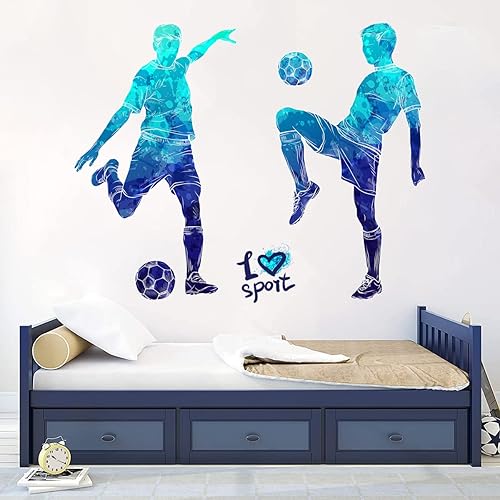 WOYINIS Calcomanías de pared de jugadores de fútbol con diseño de salpicaduras, creativas y extraíbles, calcomanías de pared para despegar y pegar,