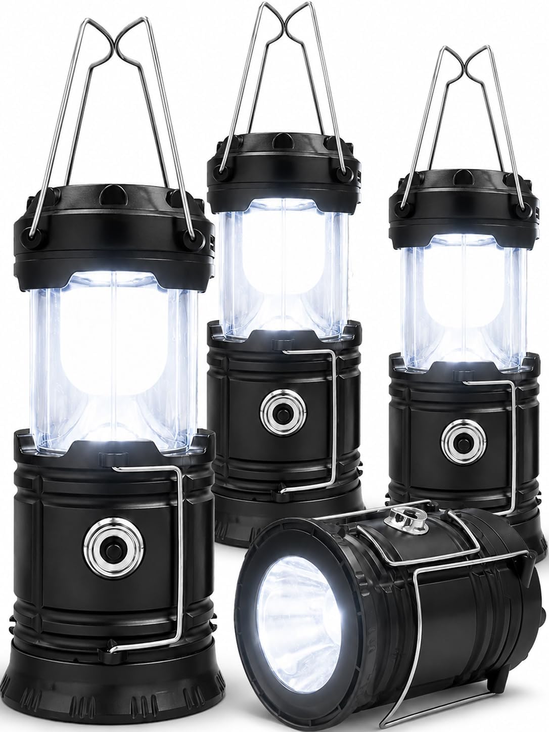 MalloMe Solar LED Camping Lantern, Battery Powered Lanterns for Power Outages, Portable Hanging Collapsible Camping Lights for Outdoor, Home, Emergency, Hurricane Lamp Survival Outage Light