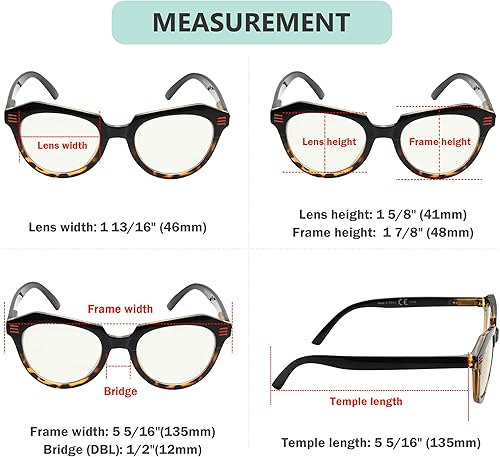 Miniatura 3 de Eyekepper Paquete de 4 lentes de lectura progresivos multienfoque con bloqueo de luz azul, para mujeres, sin línea, multifocales, ojo de gato