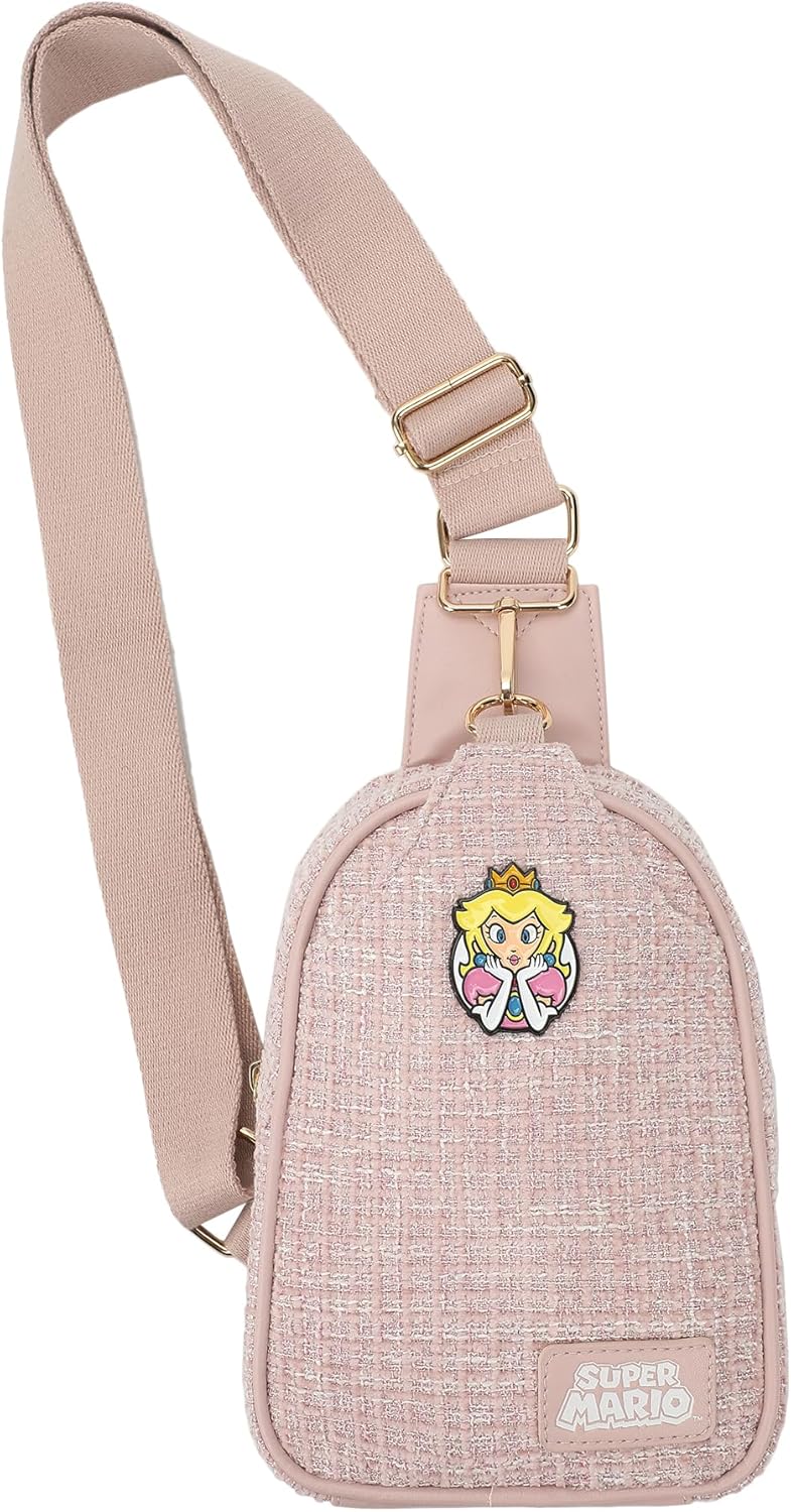 Super Mario Brothers Princess Peach Sling Bag With Adjustable Strap
