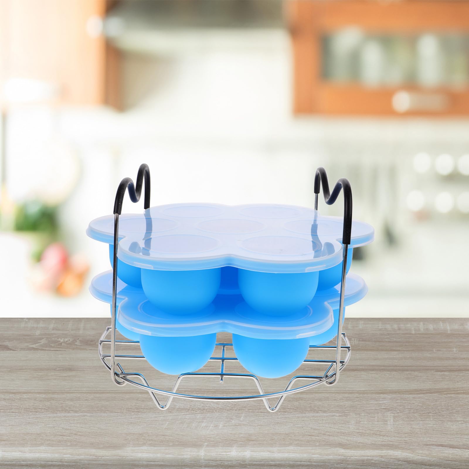 PRETYZOOM Rejilla para Cocinar Huevos al Vapor de Silicona y Metal, Ligera y Estable con 7 Agujeros y Asa, Bandeja Multifunción para Vaporera en Cocina