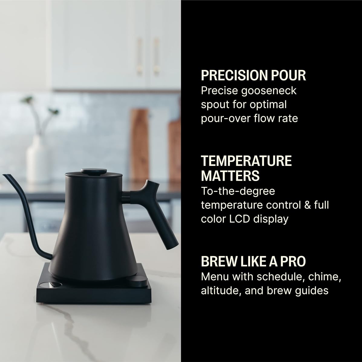 Fellow Stagg EKG Electric Pour-Over Kettle (Variable Temperature, 0.9L, Matte Black) view 3