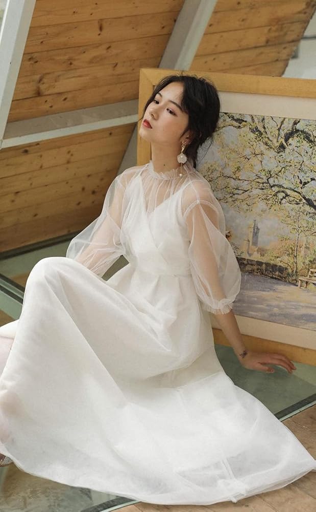 Amazon | [Fiveen] ウェディングドレス 長袖 前撮り ドレス シンプル