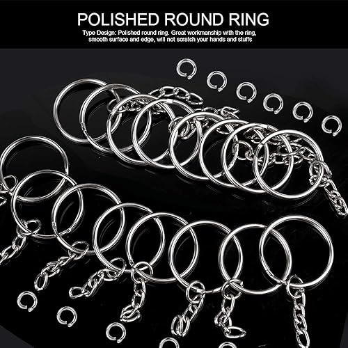 Miniatura 3 de Teenitor 120 piezas de anillos para llaveros, llaveros de 1 pulgada, suministros para hacer llaveros, llavero para manualidades, llave, automóvil