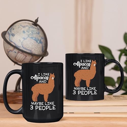 Miniatura 6 de Taza de café con texto en inglés "I Like Alpacas And Maybe Like 3 People" para los amantes de la alpaca, divertida taza de cerámica de alpaca para