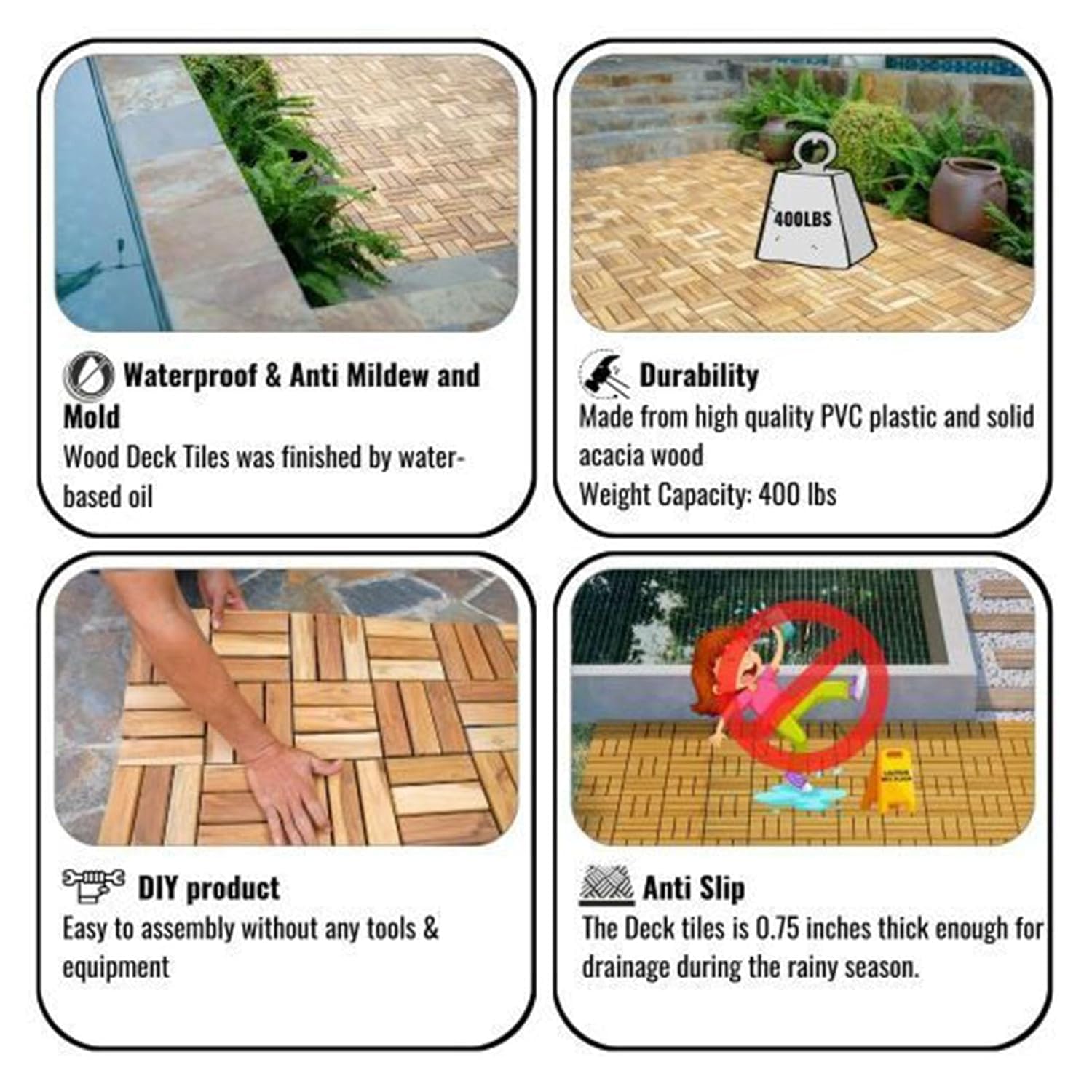 11PCS Carbonised Wood Splicing Interlocking Wood Flooring, Sunroom Flooring, Wood Plastic Composite Interlocking Flooring