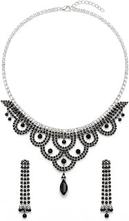 Designer Necklace Set for Women | Crystal Beaded Choker Style Necklace with Matching Earrings | Wedding Jewellery Set for ... Price In India