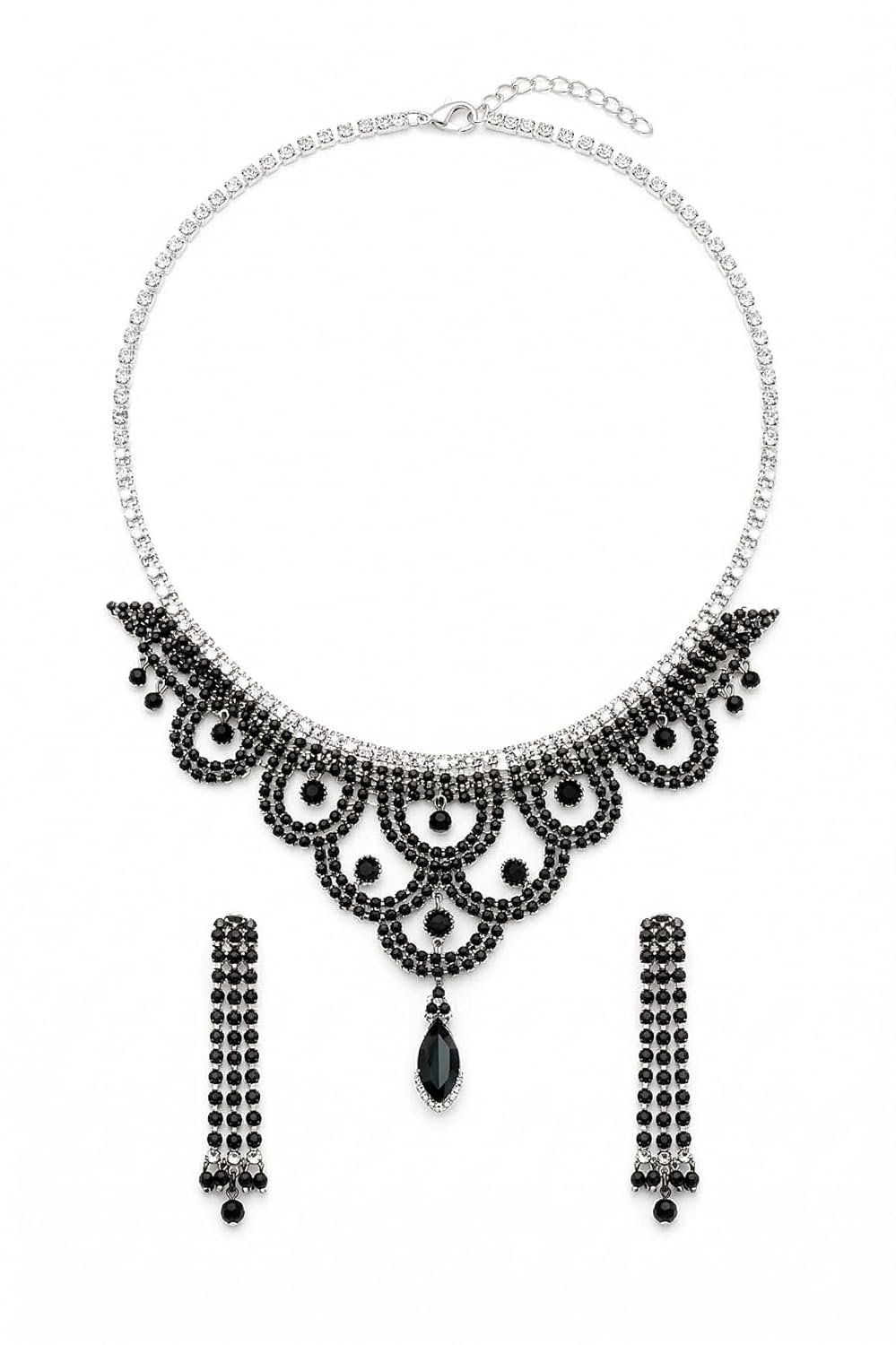 Designer Necklace Set for Women | Crystal Beaded Choker Style Necklace with Matching Earrings | Wedding Jewellery Set for ... - Review, Price and Buying Guide