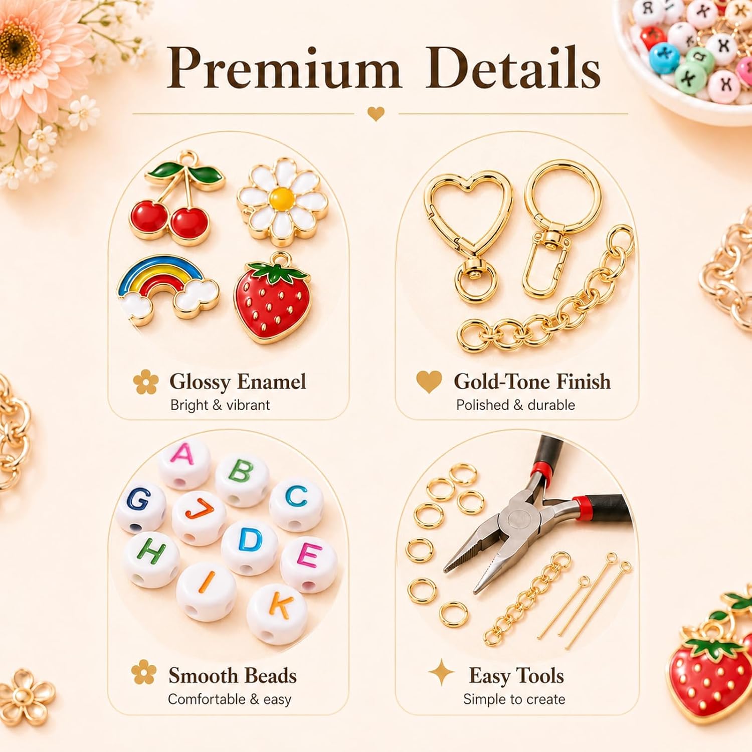 LuvireQC 546Pcs Keychain Kit, 132 Enamel Charms, Make Up to 30 Bag Charms