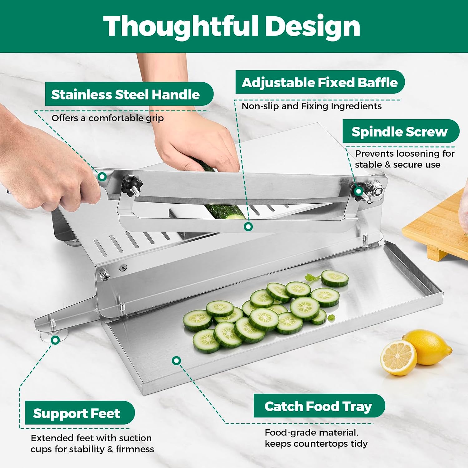 Meat Slicer Bone Cutter, 20 Inches Manual Meat Slicer with Adjustable Slicing Thickness & Food-grade Stainless Steel Blade, Ribs Chopper Machine for Fish, Beef, Chicken, Jerky, Vegetable