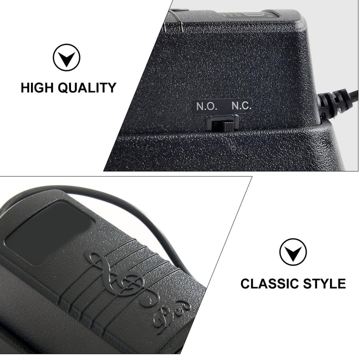 Pedal de Sustain para Teclado y Sintetizador Negro Abs | Estructura de Pisada Trasera, Acero Aleado, Diseño Clásico, Antióxido y Evita Desplazamientos