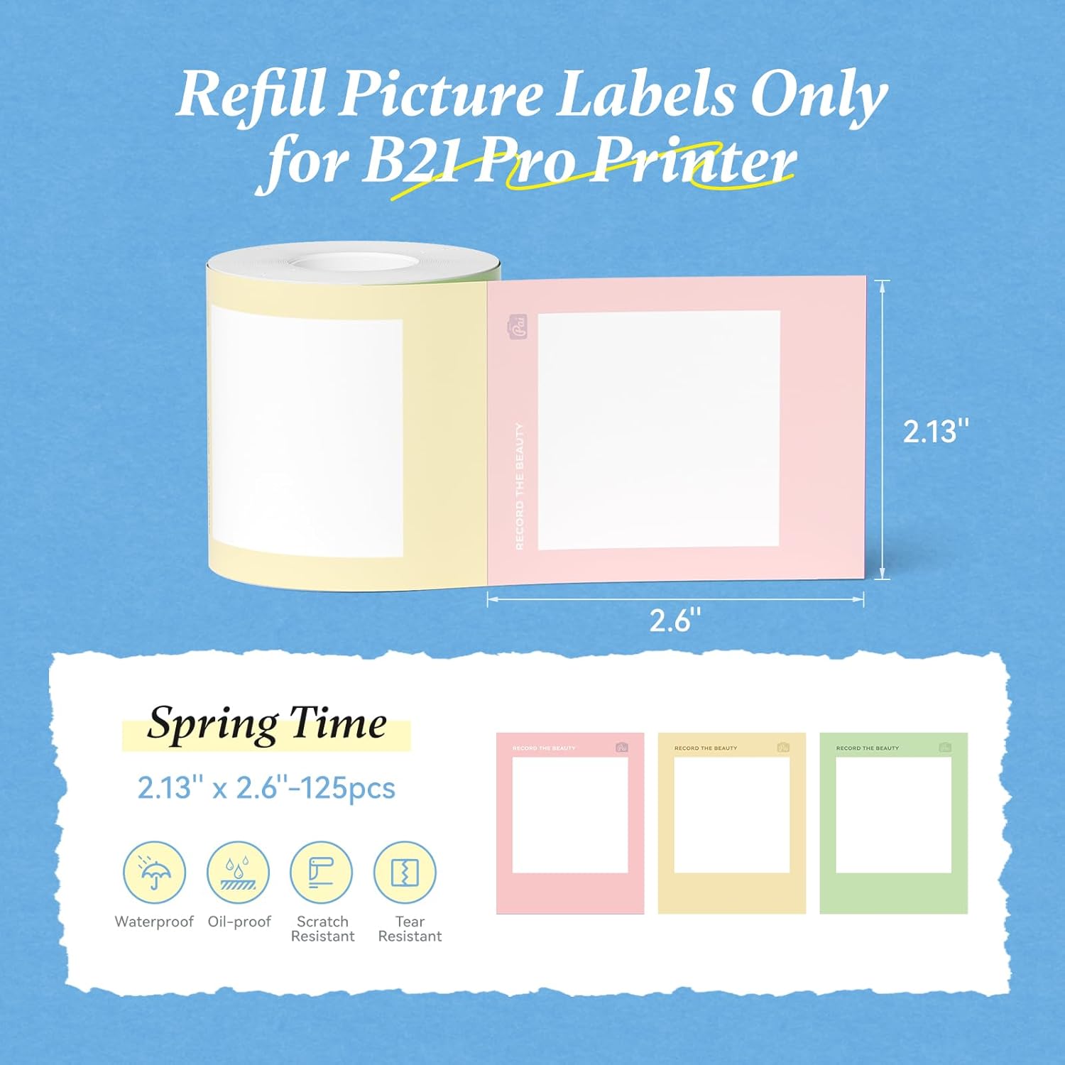 NIIMBOT B21 Pro 300DPI Photo Labels– Print HD Thermal Labels(2.13''x2.6'', 54x66mm) for Memories, Notes, Lists & DIY Projects – Compatible with B21 Pro Only - Image 2