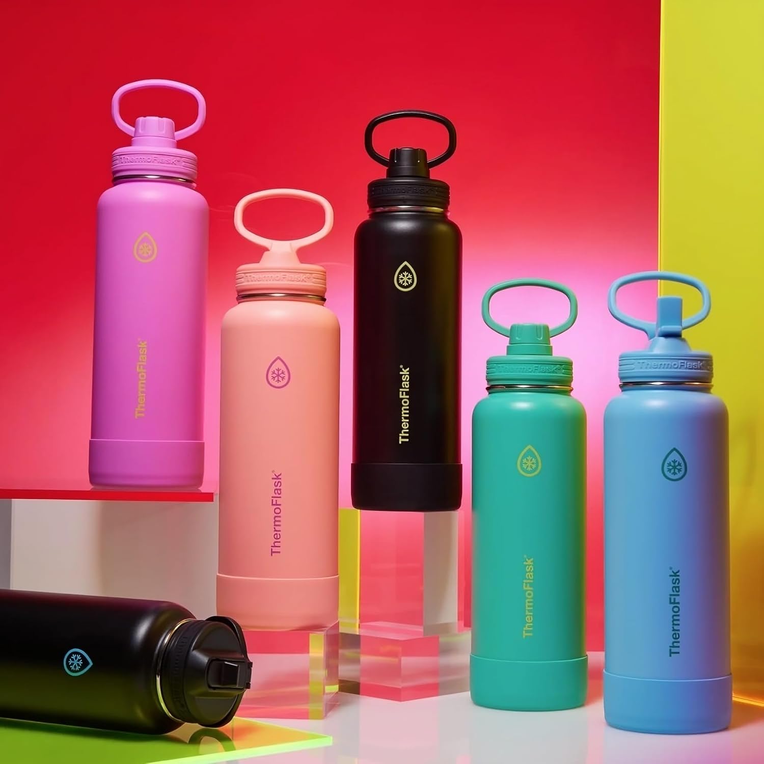 ThermoFlask 32 oz Double Wall Vacuum Insulated Stainless Steel Water Bottle with Spout Lid, Shadow Glow - Image 5