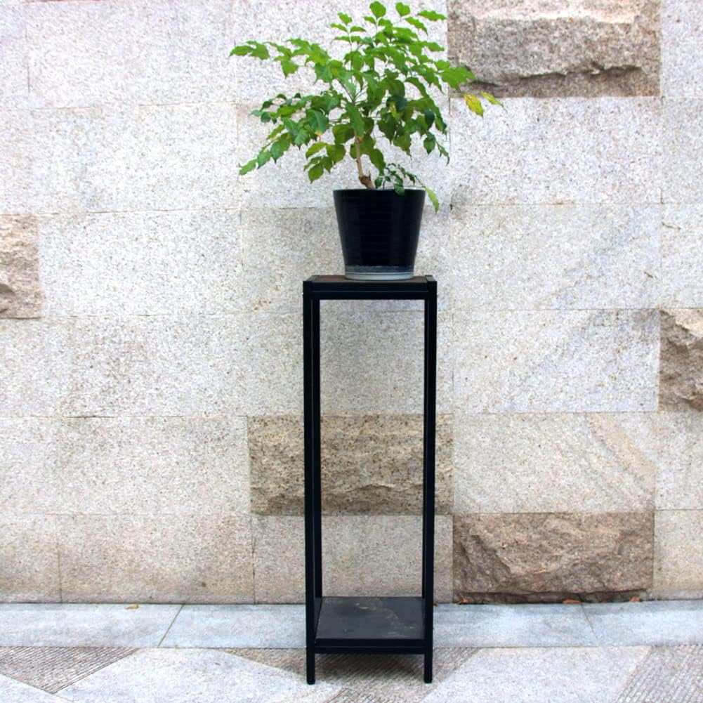 Black 4-Tier Steel Flower Display Stand with Plastic Buckets