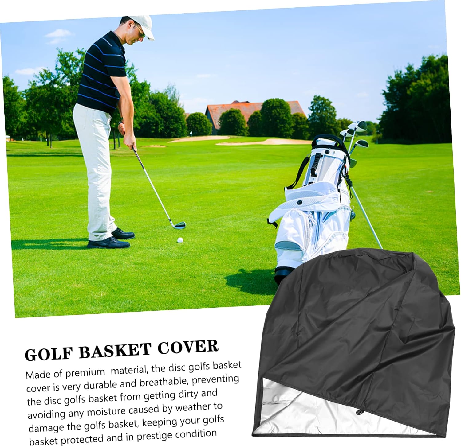 Milisten Disc Golf Basket Protector Cover Durable Wear Drawstring Sleeve for Golfing Baskets Reusable Breathable Easy to Clean Protects Against Dust Damage