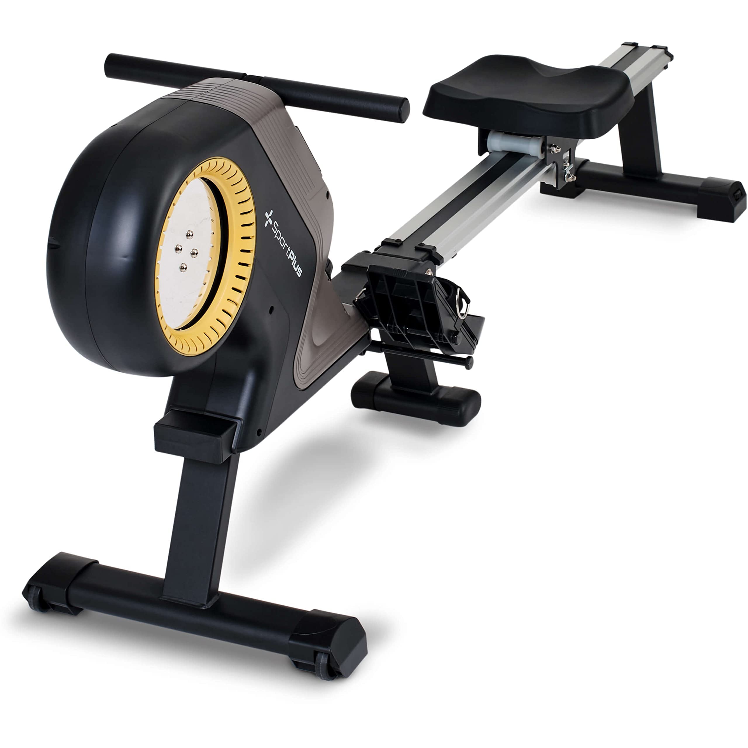 SportPlus, vogatore per casa con 8 livelli, sistema di freno magnetico silenzioso e senza manutenzione, display compatto, sicurezza testata fino a 150 kg Black/Sun (new design)