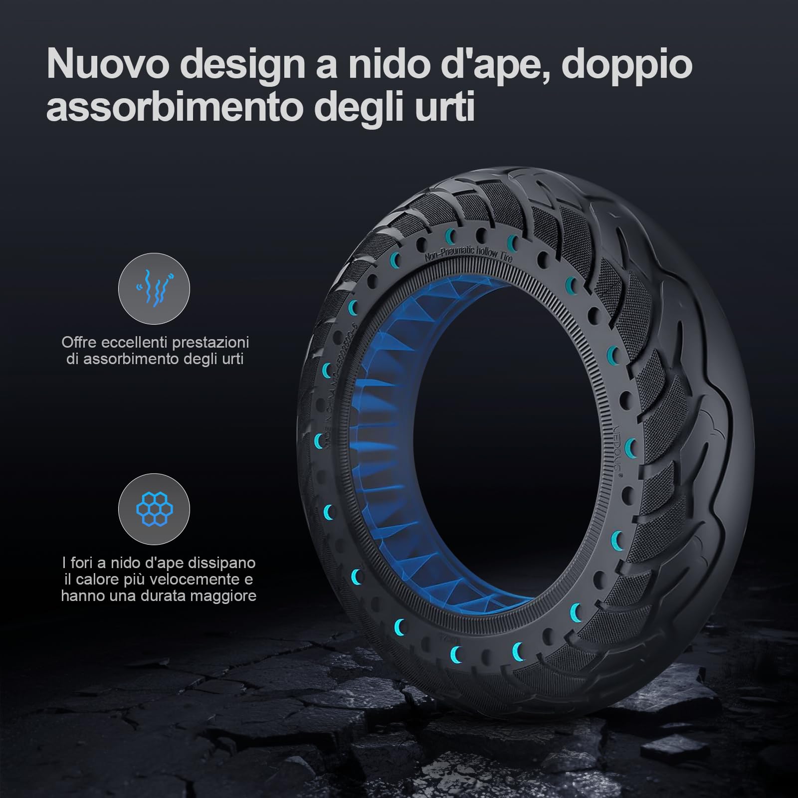 60/70–6,5 Pneumatici in Gomma Ruota Piena 10 x 2,5 per Ninebot Max G30/G30D/G30 D2/Scotex H20 Monopattini Elettrici 10 Pollici Pneumatico Solido Antiscivolo a Prova di Foratura (2 PCS)