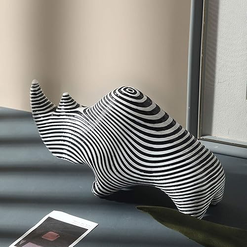 Miniatura 6 de Escultura china de la estatua del feng shui de resina de rinoceronte, artesanía para el hogar, decoración creativa de escritorio, adornos de arte de